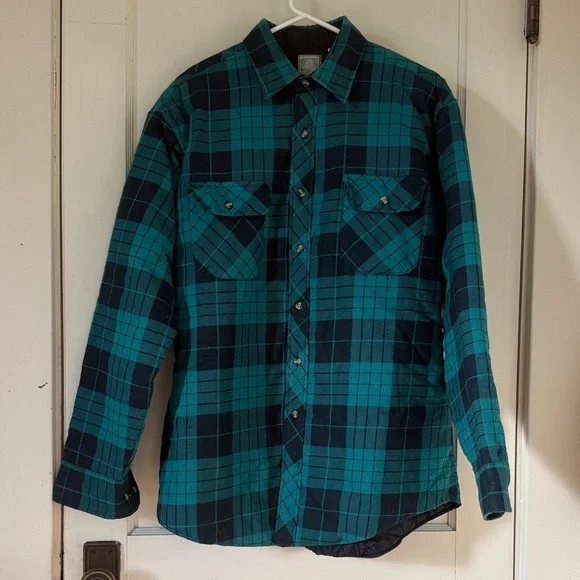 Men's Teal and Black Plaid Lightweight Shirt Jacket - Picture 2 of 8